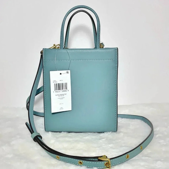 Coach Glove Tanned Leather Mini Cashin Carry Sage Green Tote Bag Purse NWT - Picture 10 of 12